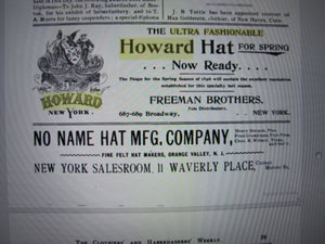 HOWARD HATS ULTRA FASHIONABLE Antique Turn of Century Haberdashers Clothiers Advertising Reverse on Glass Bevel Edge Mirror Sign Wooden Frame TOC ROG