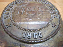 Load image into Gallery viewer, SARATOGA COUNTY SEAL 1866 Old NY Brass Bronze Plaque Marker Sign Advertising New York
