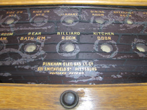 Antique SERVANT BUTLER Room Call Box Bell PINKHAM ELEC GAS LT CO Pittsburgh ROG Reverse on Glass with Wooden Case
