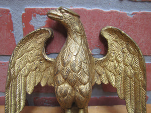Antique Eagle Finial Toppper Ornate Detail Gilt Finish Pole Post Decorative Arts Hardware Element