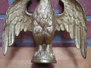 Antique Eagle Finial Toppper Ornate Detail Gilt Finish Pole Post Decorative Arts Hardware Element