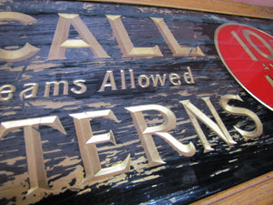 McCALL PATTERNS 10c 15c Antique Reverse on Glass Advertising Sign Wooden Frame early 1900s ROG 'All Seams Allowed'