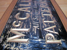 Load image into Gallery viewer, McCALL PATTERNS 10c 15c Antique Reverse on Glass Advertising Sign Wooden Frame early 1900s ROG &#39;All Seams Allowed&#39;
