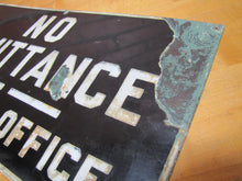Load image into Gallery viewer, NO ADMITTANCE APPLY AT OFFICE Old Porcelain Sign 10x20 Industrial Repair Shop Ad
