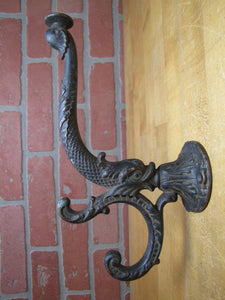 Antique Dauphin Koi Devil Fish Hook Hanger Decorative Arts Hardware Element