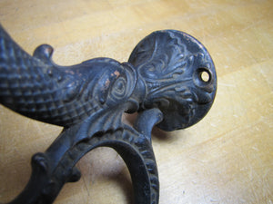 Antique Dauphin Koi Devil Fish Hook Hanger Decorative Arts Hardware Element