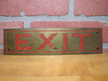 Load image into Gallery viewer, EXIT Antique Brass Sign Impressed Detailed Lettering Store Shop Diner Advertising
