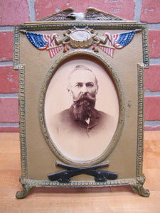SPREAD WINGED EAGLE FLAGS CANNONS MILITARY Antique Cast Iron Frame AMERICANA
