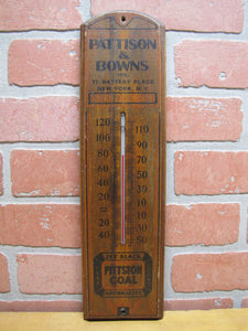 PITTSTON COAL PATTISON & BOWNS BATTERY PLACE NEW YORK NY Old Advertising Thermometer Sign