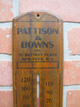 Load image into Gallery viewer, PITTSTON COAL PATTISON &amp; BOWNS BATTERY PLACE NEW YORK NY Old Advertising Thermometer Sign
