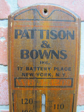 Load image into Gallery viewer, PITTSTON COAL PATTISON &amp; BOWNS BATTERY PLACE NEW YORK NY Old Advertising Thermometer Sign
