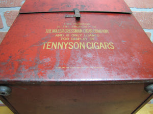 TENNYSON 5c CIGARS Old Store Display Humidor Case Sign PROP MAZER-CRESSMAN Co Made by CADILLAC Can Co CIN O USA