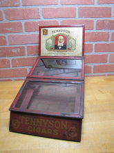 Load image into Gallery viewer, TENNYSON 5c CIGARS Old Store Display Humidor Case Sign PROP MAZER-CRESSMAN Co Made by CADILLAC Can Co CIN O USA
