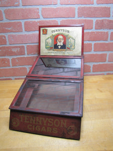 TENNYSON 5c CIGARS Old Store Display Humidor Case Sign PROP MAZER-CRESSMAN Co Made by CADILLAC Can Co CIN O USA