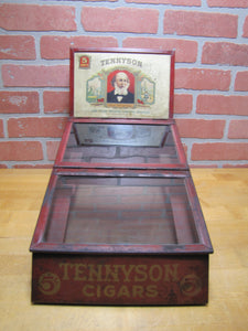 TENNYSON 5c CIGARS Old Store Display Humidor Case Sign PROP MAZER-CRESSMAN Co Made by CADILLAC Can Co CIN O USA