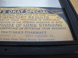 PABST'S OKAY SPECIFIC STD Medicine Old Ad Mirror Sign THATCHER'S PHARMACY PA