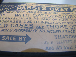 PABST'S OKAY SPECIFIC STD Medicine Old Ad Mirror Sign THATCHER'S PHARMACY PA