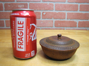 Antique 1800s Swirling Log Wooden Trinket Box Tobacco Snuff Good Luck 'Swastika' Native American Indian
