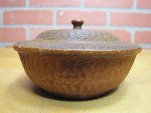 Antique 1800s Swirling Log Wooden Trinket Box Tobacco Snuff Good Luck 'Swastika' Native American Indian