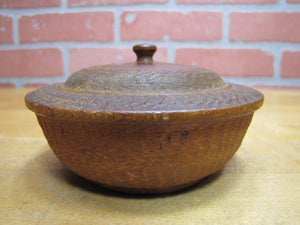 Antique 1800s Swirling Log Wooden Trinket Box Tobacco Snuff Good Luck 'Swastika' Native American Indian
