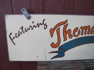 THOMAS SWEET DELICIOUS ICE CREAM Vintage Double Sided Wooden Advertising Sign