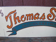 Load image into Gallery viewer, THOMAS SWEET DELICIOUS ICE CREAM Vintage Double Sided Wooden Advertising Sign
