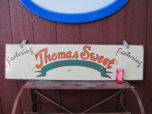 THOMAS SWEET DELICIOUS ICE CREAM Vintage Double Sided Wooden Advertising Sign