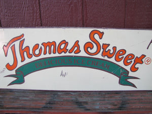 THOMAS SWEET DELICIOUS ICE CREAM Vintage Double Sided Wooden Advertising Sign