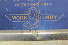 Load image into Gallery viewer, MEMBER NEW JERSEY MANUFACTURES ASSOC Old Sign WORK &amp; UNITY FOR STRONGER AMERICA organized 1910
