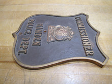 Load image into Gallery viewer, HAMDEN POLICE DEPT COMMISSIONER Brass Bronze Embossed Auto Truck Badge Sign CT
