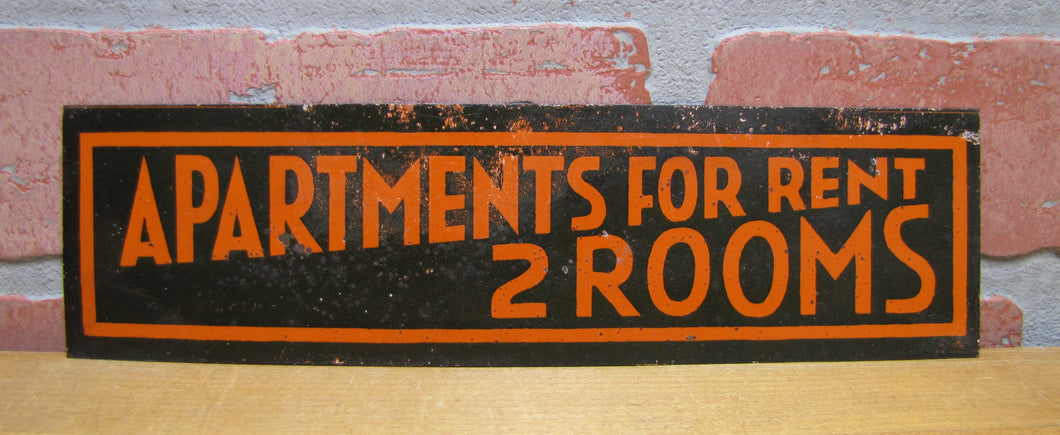 APARTMENTS FOR RENT 2 ROOMS Old Ad Tin Sign B&B Hotel Motel Boarding House