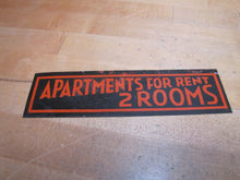 Load image into Gallery viewer, APARTMENTS FOR RENT 2 ROOMS Old Ad Tin Sign B&amp;B Hotel Motel Boarding House

