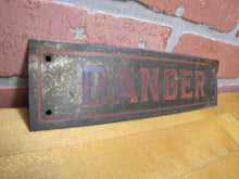 Load image into Gallery viewer, DANGER Old Brass Sign Safety Advertising Dynomite Explosives Shop Industrial Ad
