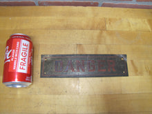 Load image into Gallery viewer, DANGER Old Brass Sign Safety Advertising Dynomite Explosives Shop Industrial Ad
