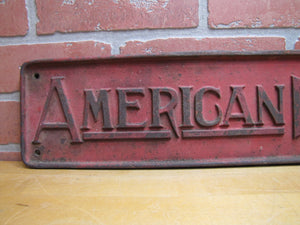 AMERICAN LAFRANCE Antique Cast Iron Embossed Plaque Fire Trk Sign REG US PAT OFF