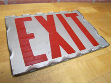 Load image into Gallery viewer, EXIT Sign Antique Chip Scalloped Reverse on Glass Advertising Sign Tin Frame Red Silver
