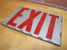 Load image into Gallery viewer, EXIT Sign Antique Chip Scalloped Reverse on Glass Advertising Sign Tin Frame Red Silver
