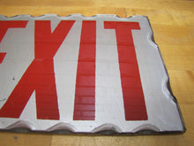 Load image into Gallery viewer, EXIT Sign Antique Chip Scalloped Reverse on Glass Advertising Sign Tin Frame Red Silver
