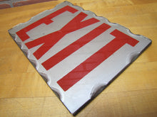 Load image into Gallery viewer, EXIT Sign Antique Chip Scalloped Reverse on Glass Advertising Sign Tin Frame Red Silver
