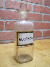 Load image into Gallery viewer, ALCOHOL Antique Apothecary Bottle Medicine Drug Store Reverse Glass Label p1899
