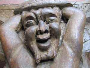 Antique Wooden Carved Faun Monster Beast Archictural Hardware Element Salvage Panel Part Decorative Arts
