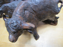 Load image into Gallery viewer, Old Ironwood Buffalo Herd Sculpture large hand carved artwork 4 horned and calf
