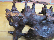 Load image into Gallery viewer, Old Ironwood Buffalo Herd Sculpture large hand carved artwork 4 horned and calf
