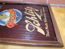 Load image into Gallery viewer, SCHLITZ ON DRAUGHT Old Reverse on Glass Sign The Beer That Made Milwaukee Famous ROG Wooden Frame Bar Pub Tavern Advertising
