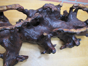 Old Ironwood Buffalo Herd Sculpture large hand carved artwork 4 horned and calf