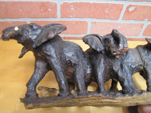Load image into Gallery viewer, Old Ironwood Elephant Family Herd Sculpture large detailed hand carved artwork
