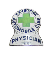 Load image into Gallery viewer, KEYSTONE AUTOMOBILE CLUB PHYSICIAN Old Porcelain Auto Truck Badge Sign Emblem Ad
