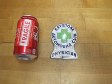 Load image into Gallery viewer, KEYSTONE AUTOMOBILE CLUB PHYSICIAN Old Porcelain Auto Truck Badge Sign Emblem Ad
