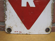 Load image into Gallery viewer, FIRE EXTINGUISHER Original Old Porcelain Safety Advertising Sign Down Arrow
