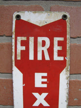 Load image into Gallery viewer, FIRE EXTINGUISHER Original Old Porcelain Safety Advertising Sign Down Arrow
